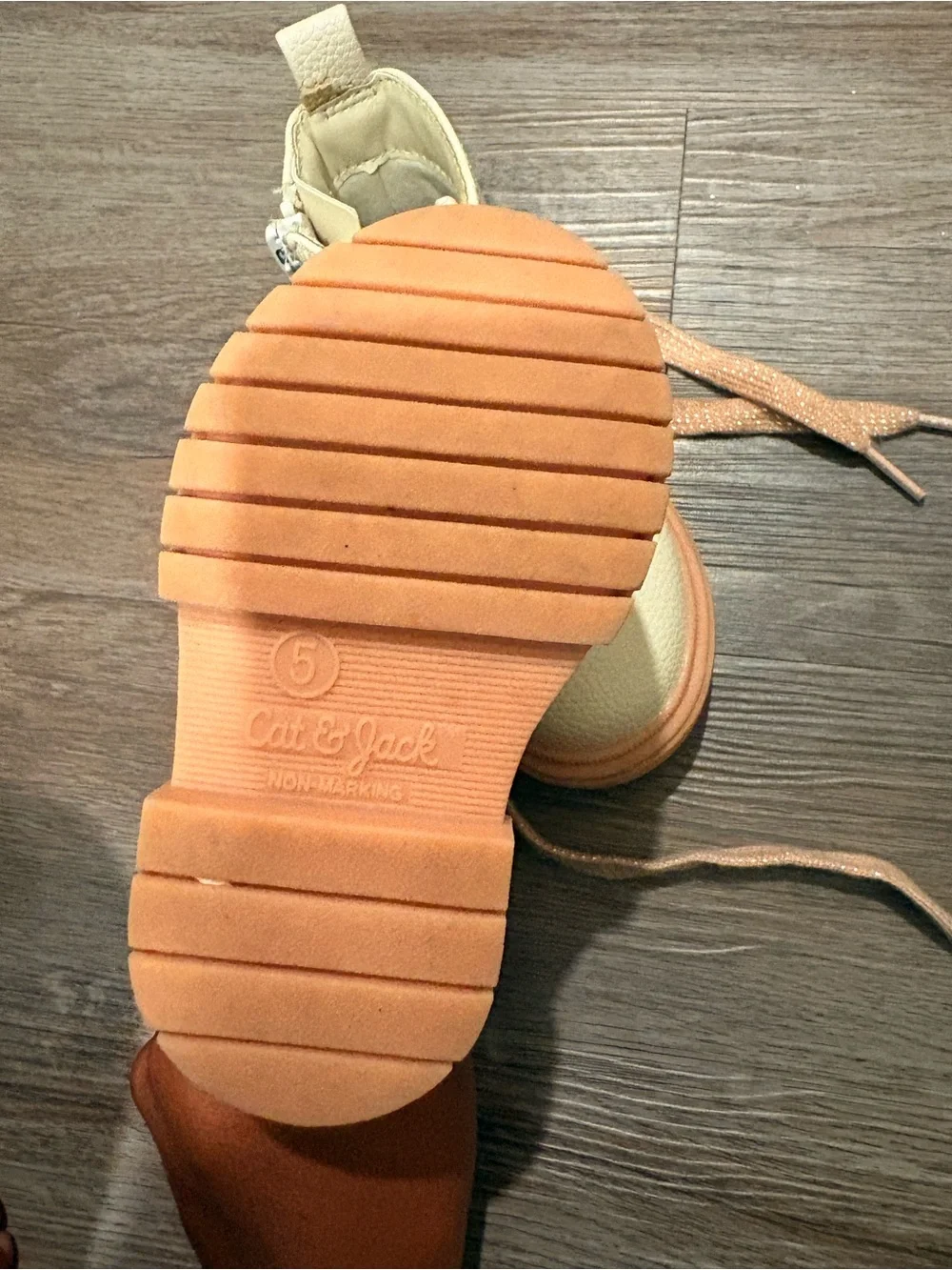 Cat & Jack Cream Ankle Boots with Peach Accents